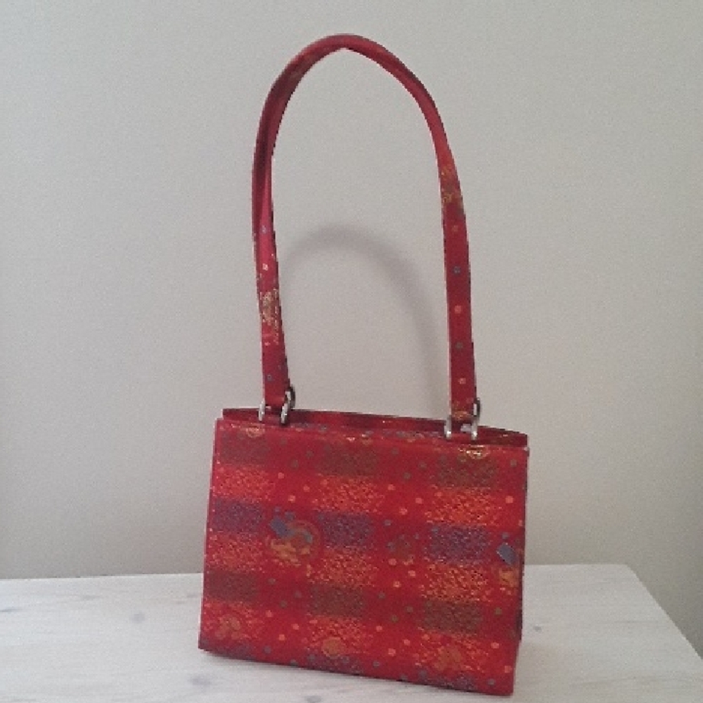 Elegant Red Patterned Women's Handbag, 90s